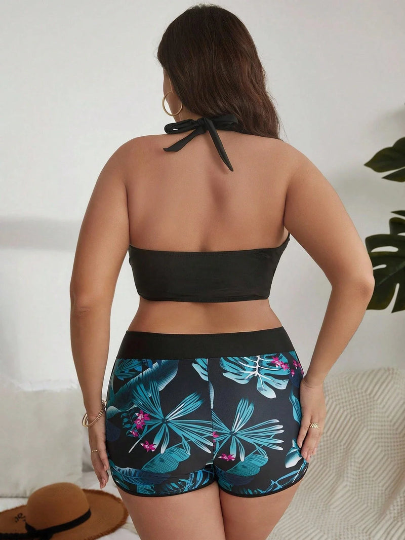 Shorkini Feminino Estampado Conjunto De 2 Peças Jessie Plus Size