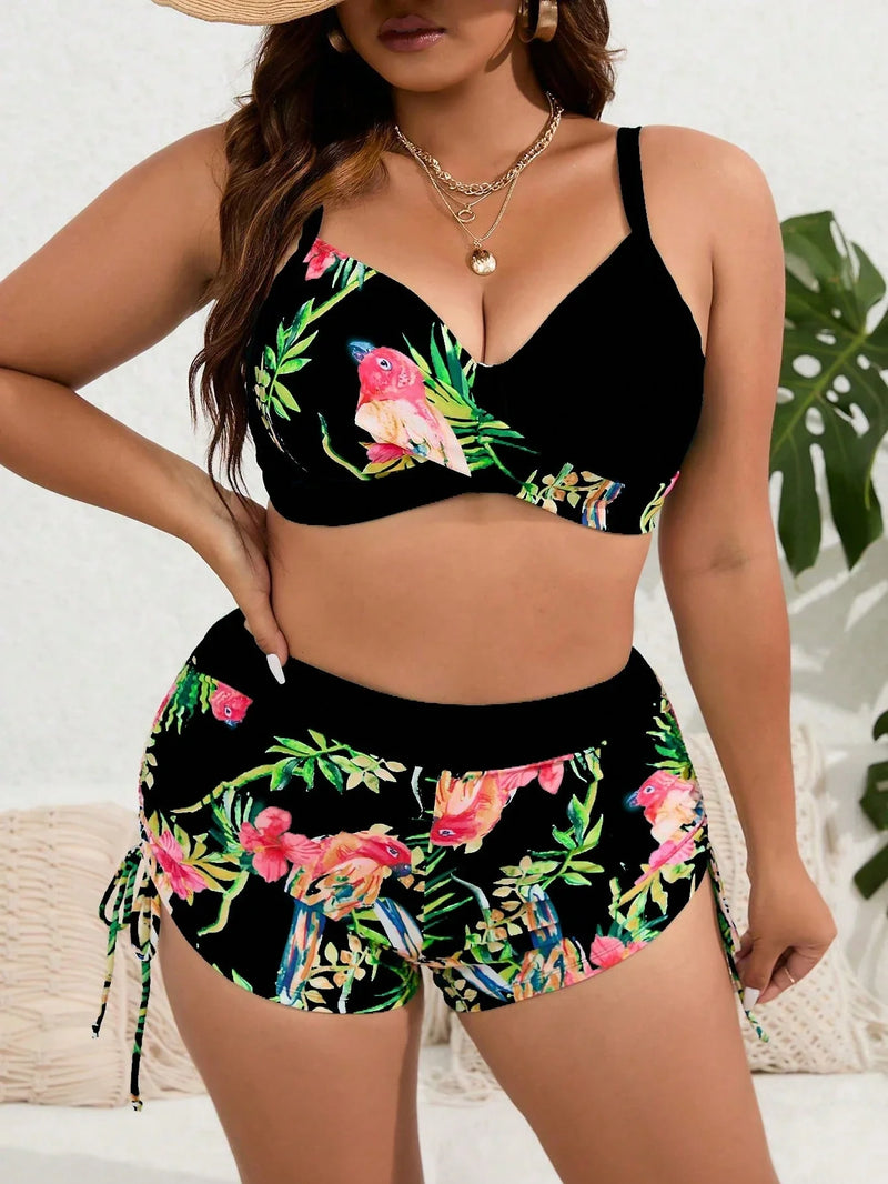 Biquini Feminino Estampado Cintura Alta - Marie. Plus Size