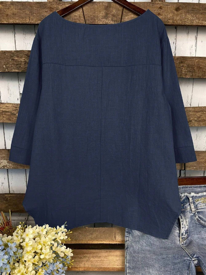 Blusa Feminina Assimétrica Casual - Celeste. Plus Size