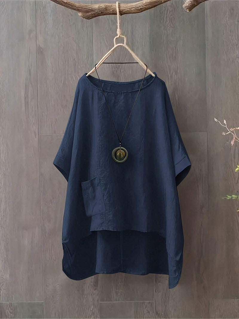 Blusa Feminina Assimétrica Casual - Celeste. Plus Size