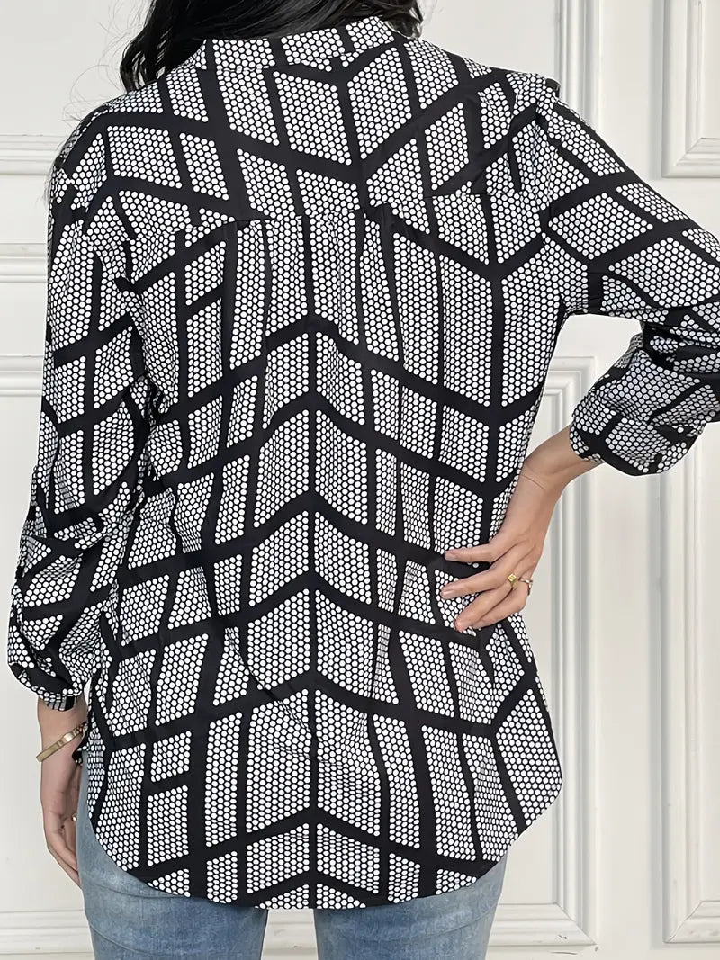 Blusa Feminina com estampado geométrico. Plus Size - Sabrina