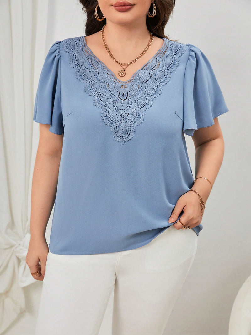 Blusa Feminina de manga borboleta - Cinthia. Plus Size
