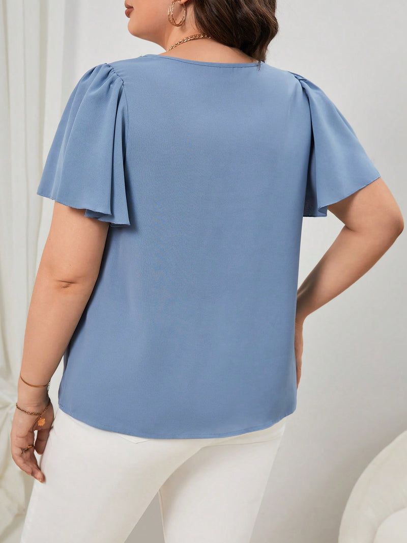 Blusa Feminina de manga borboleta - Cinthia. Plus Size