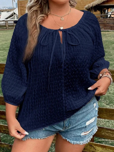 Camisa Casual Com Amarração Frontal - Aisha. Plus Size
