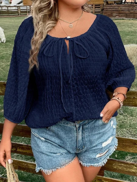 Camisa Casual Com Amarração Frontal - Aisha. Plus Size
