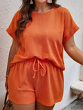 Conjunto Feminino Manga Morcego Top e Shorts. Plus Size - Tatiane