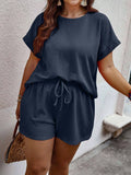 Conjunto Feminino Manga Morcego Top e Shorts. Plus Size - Tatiane