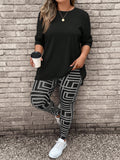 Conjunto Feminino de 2 peças, Camiseta Manga Longa  e Legging. Plus Size - Yarin