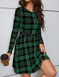 Vestido Longo de Manga Longa com Estampa Geométrica - Drielle