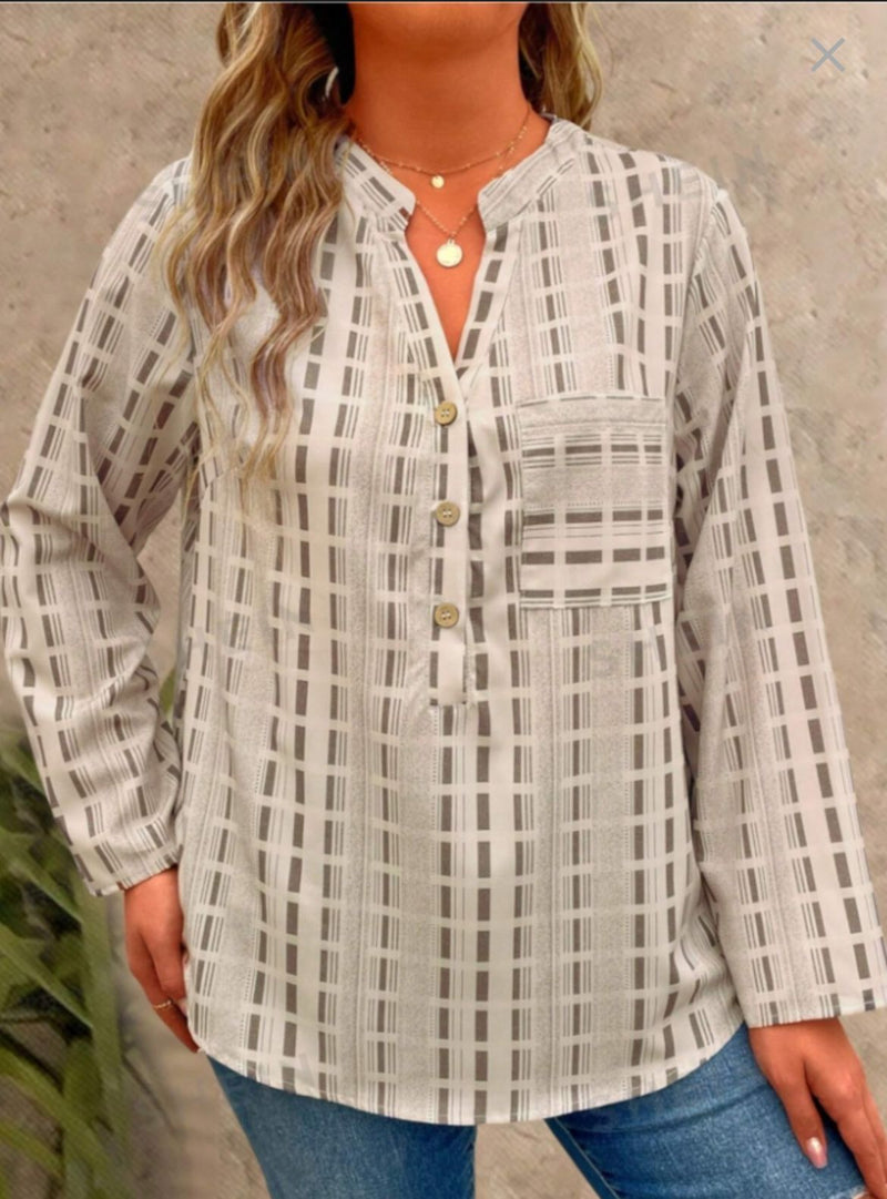 Camisa Feminina de Manga Larga. Plus size - Maitê 