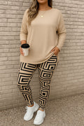 Conjunto Feminino de 2 peças, Camiseta Manga Longa  e Legging. Plus Size - Yarin