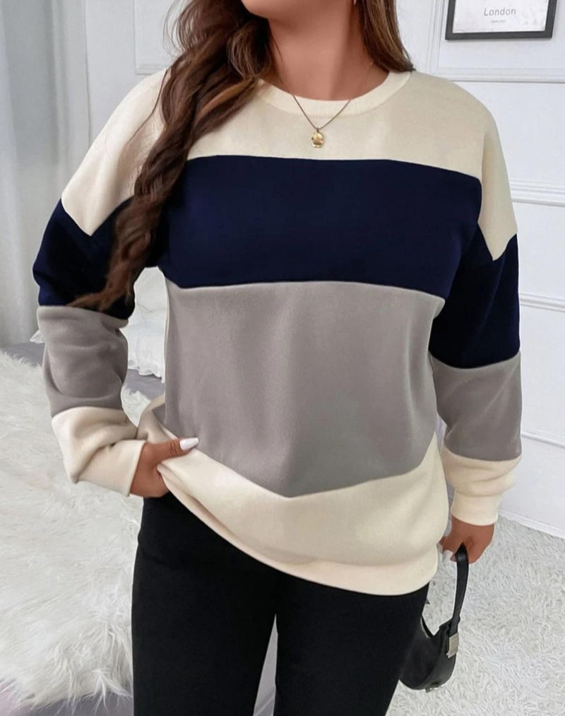 Moletom Feminino Colorido Com Gola Redonda. Plus Size - Liliani
