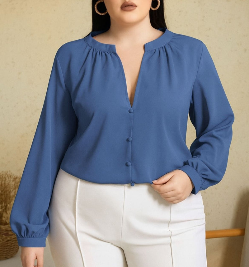 Blusa Feminina detalhe entalhado. Plus Size - Lina