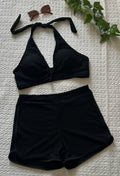 Tankini Feminino texturizado com shorts estilo halter. Plus Size - Chantall