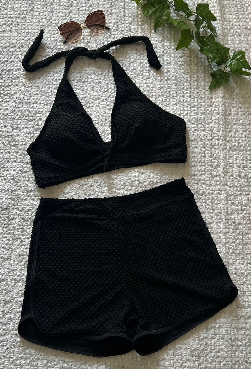 Tankini Feminino texturizado com shorts estilo halter. Plus Size - Chantall