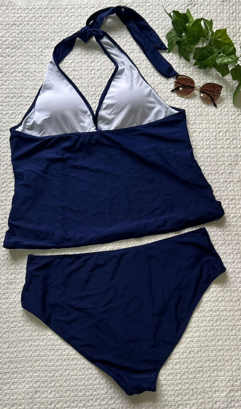 Tankini Feminino com amarração no pescoço. Plus Size - Alana