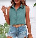 Blusa feminina com Botão Frontal Sem Mangas - Hidra