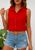 Blusa feminina com Botão Frontal Sem Mangas - Hidra