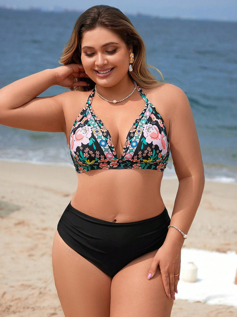 Biquini feminino cintura alta - Jasmim. Plus Size