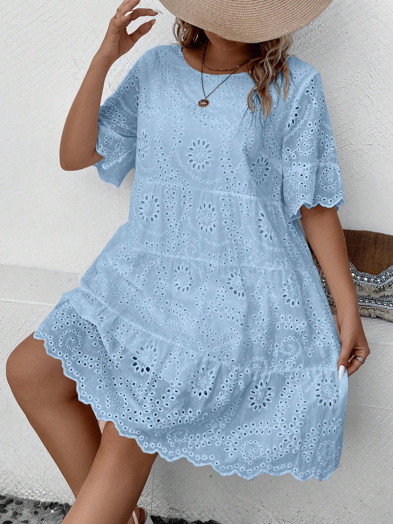 Vestido Feminino com Bordado De Ilhós. Plus Size - Lisandra