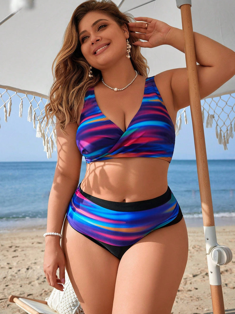 Biquini Feminino Cruzado De Cintura Contrastada - Adriane. Plus Size