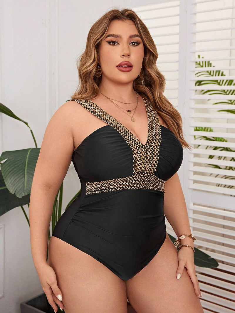 Maiô Feminino Com Detalhe Dourado - Lara. Plus Size